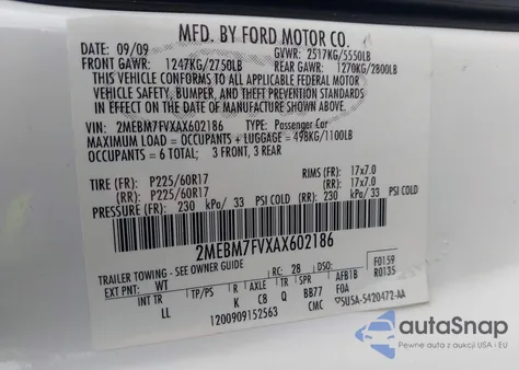 2010 Mercury Grand Marquis Ls (Fleet Only) из США, поврежденный, VIN 2MEBM7FVXAX602186